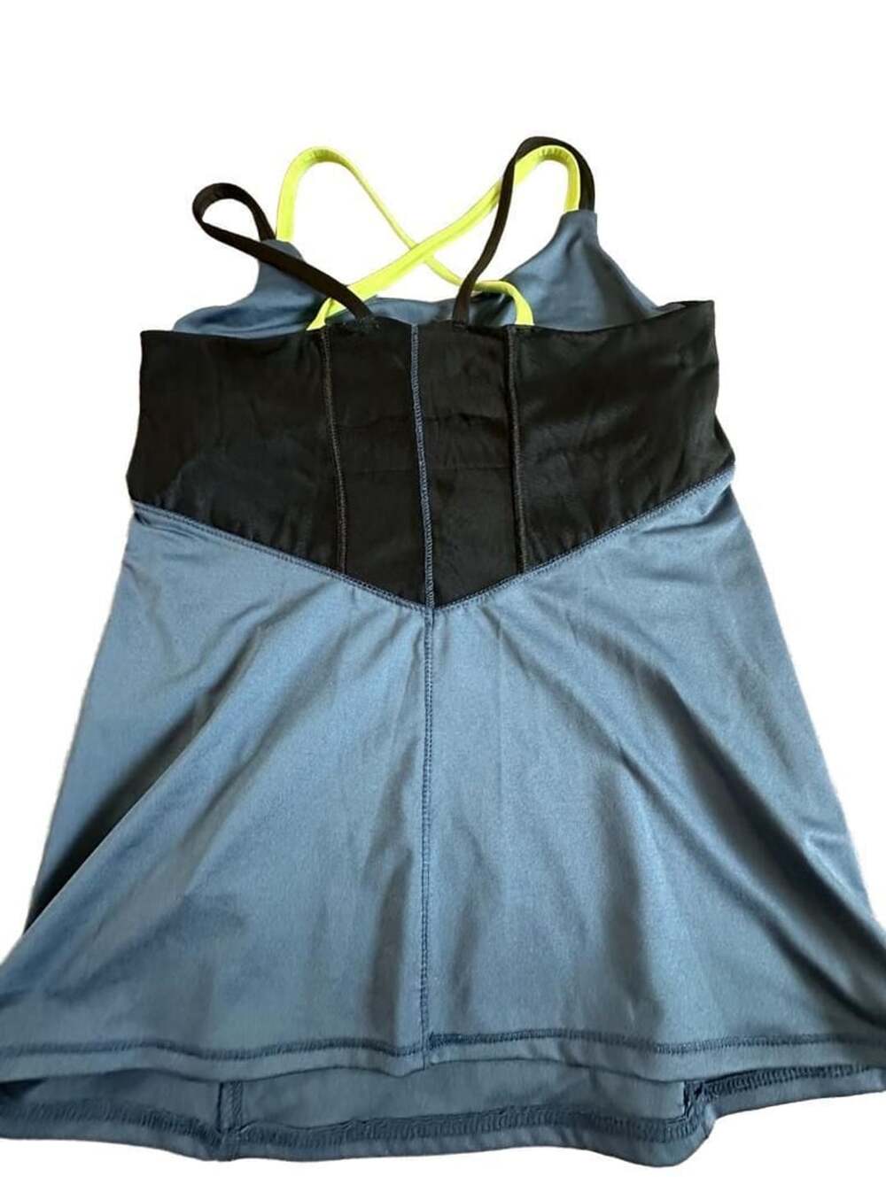 Lucky In Love Athletic Tank Top Size S Blue Yellow Straps Activewear